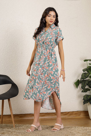 Pastel Green All Over Printed Zipless Maternity Feeding Dress