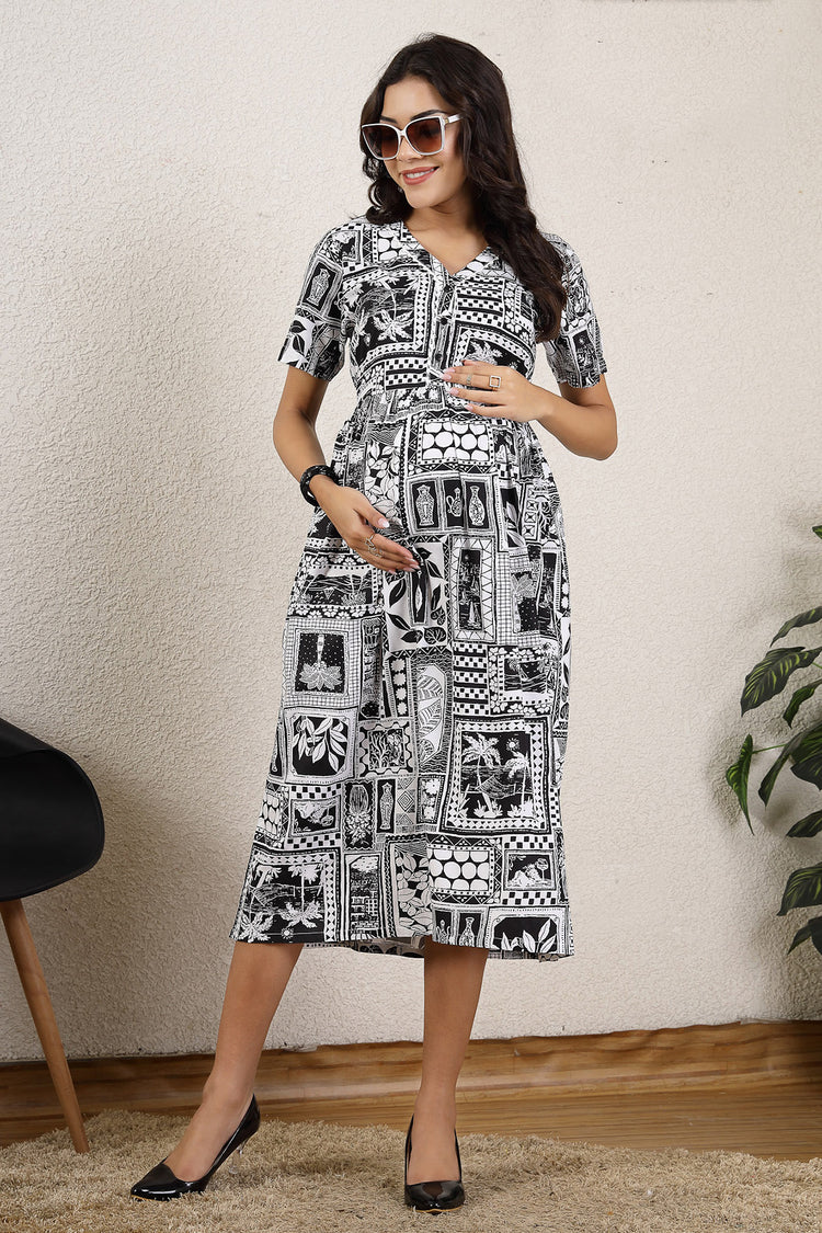 Zipless Maternity Bodycon Dress- Green main image 0