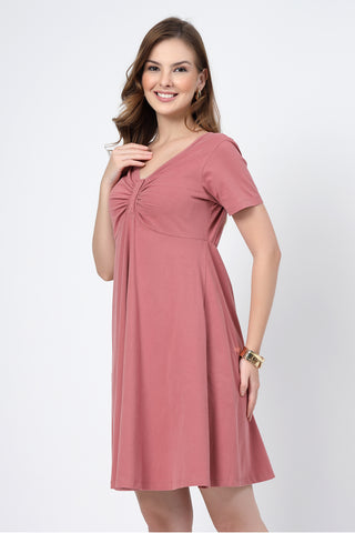 House of Zelena Ruched Cotton Zipless Feeding Dress - Trusted by Mothers for Quality