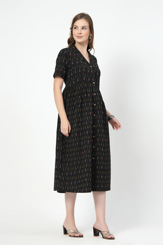Elegant Black Look of Ikat Print Zipless Feeding Dress-Black - Perfect for Any Occasion