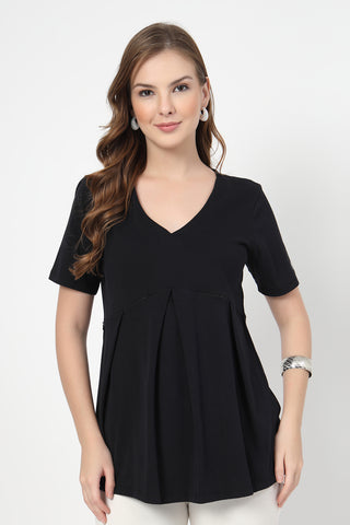 https://houseofzelena.com/products/pleated-cotton-maternity-nursing-top-black