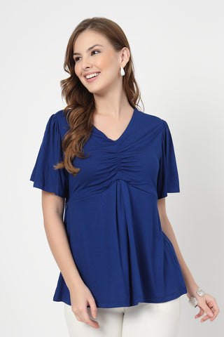 Feeding top with in-built bra - Royal Blue in blue made with soft Viscose fabric.