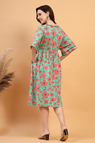 Close Up of Soft Fabric Detail on The Elara Dress- The Blossom Trail Zipless Feeding Shirt Dress