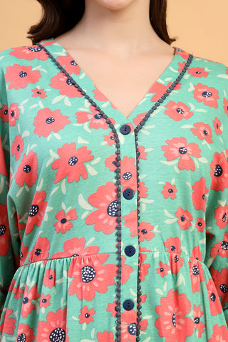 Soft Soft Texture of The Elara Dress- The Blossom Trail Zipless Feeding Shirt Dress - Breathable & Comfy