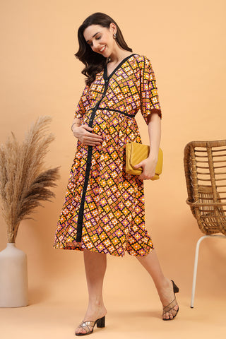 Practical Cotton Feeding Dress with Pockets - The Graphic Print Zipless Feeding Shirt Dress That Turns Heads