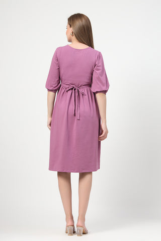 Close Up of Cotton Fabric Detail on Maternity & Nursing Knee-Length Cotton Dress with Pocket