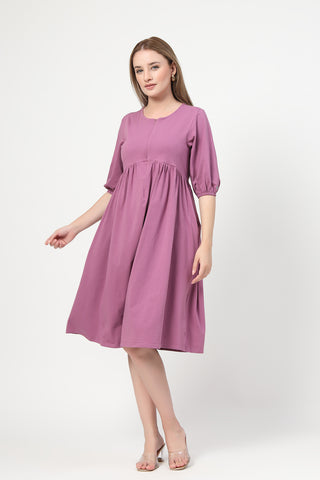 Stylish Onion Maternity Wear - Maternity & Nursing Knee-Length Cotton Dress with Pocket for New Moms
