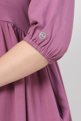 Practical Cotton Feeding Dress with Pockets - Maternity & Nursing Knee-Length Cotton Dress with Pocket