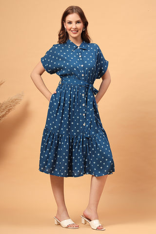 Zipless Feeding Shirt Dress; button front provides fast and simple breastfeeding.