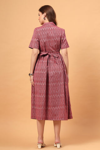Ira Ikat Zipless Feeding Shirt Dress-Rose Ember