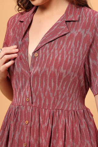 Ira Ikat Zipless Feeding Shirt Dress-Rose Ember