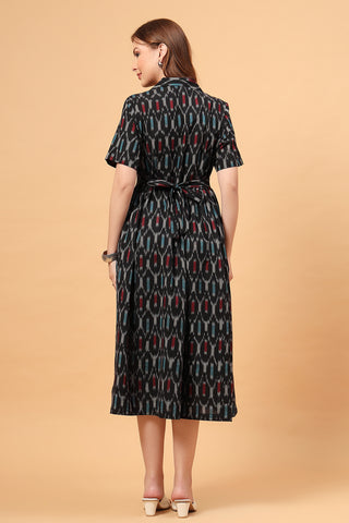 The Ira Edit Zipless Feeding Shirt Dress-Charcoal Ikat Edition