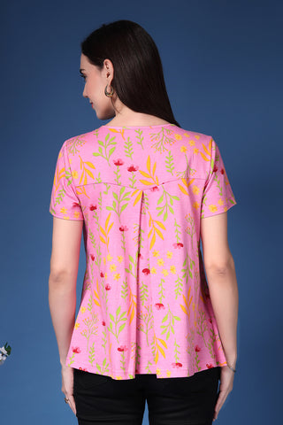 Baby Pink Feeding Top; zipless access ensures simple and quick nursing.