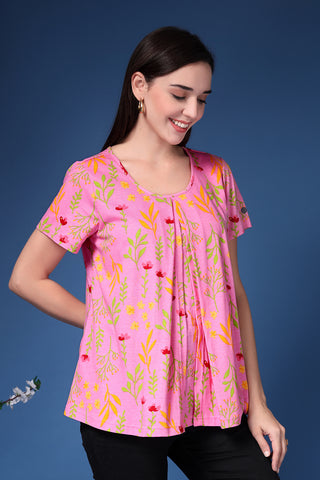 Baby Pink Cotton fabric; breathable material provides comfort in hot weather.