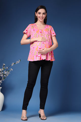 Baby Pink Cotton Zipless Top; pure cotton material is soft on skin and lightweight.