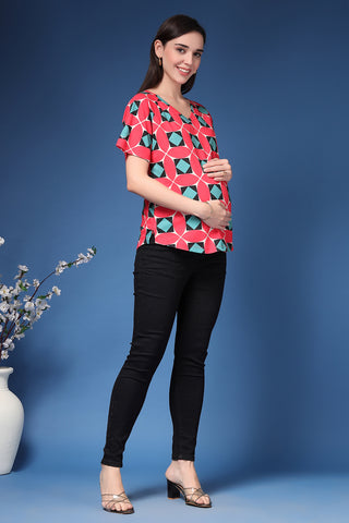 Red Top; pairs well with maternity bottoms.