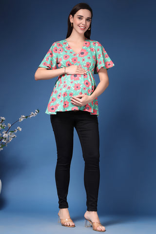 Model side view; shows garment fit across the body.