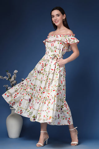 Elegant Multi Look of Off-Shoulder Cotton Maternity Feeding Dress - Perfect for Any Occasion