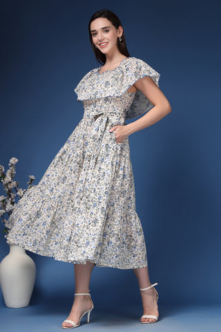 Soft Cotton Texture of Off-Shoulder Cotton Maternity Feeding Dress - Breathable & Comfy