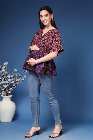 Smooth back view of multicolor Maternity Tops showing silhouette for comfort.