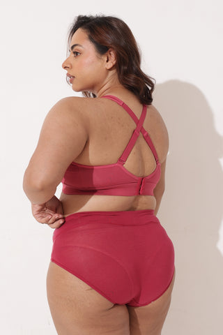 Sculpt & Lift Powermesh Bra - Red