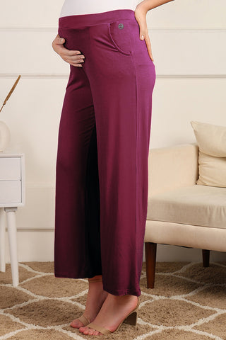 Burgundy Zipless Top & Maternity Pajama Set
