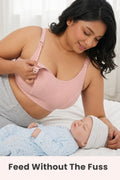 Riva Fine-Rib Cotton Feeding Bra - Rose Gold