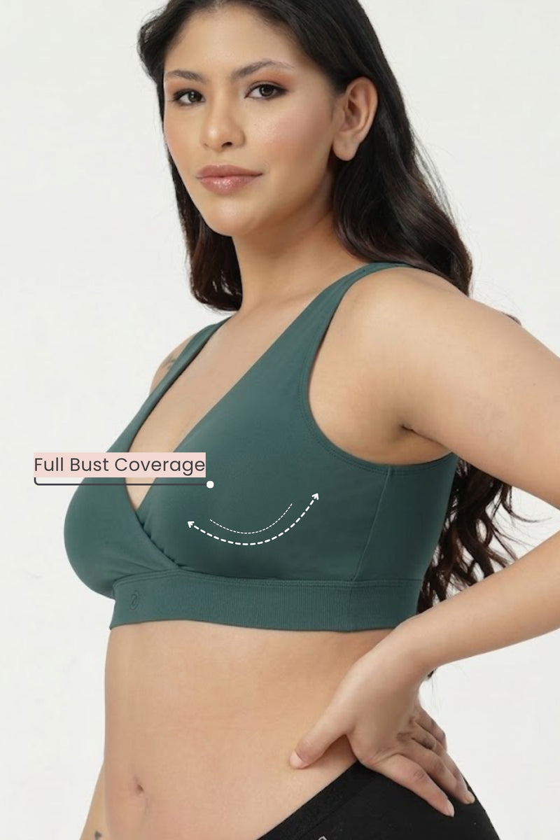 247 (Upgraded) Modal Padded Maternity Feeding Bra - Hunter Green