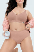 Lira Ribbed Cotton Nursing Padded Bra - Caramel