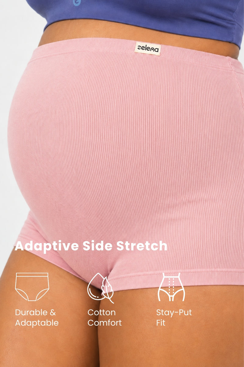 Pregnancy Panty – Over-the-Belly (Rib Textured) - Baby Pink