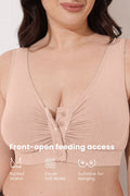 Ruched Modal Front-Open Bra with G-Hook - Nude Almond