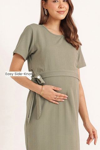 Signature Jacquard Rib Zipless Feeding Dress - Matcha