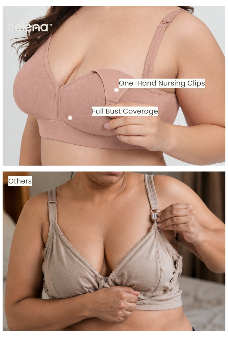 Lira Ribbed Cotton Nursing Padded Bra - Caramel
