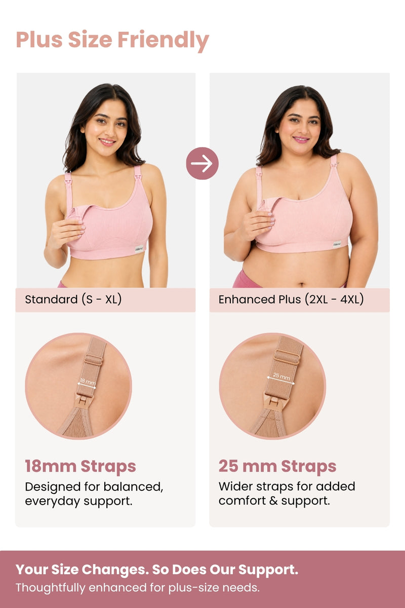 Riva Fine-Rib Cotton Feeding Bra - Rose Gold