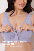 Ruched Tape-Button Nursing Bra - Mist
