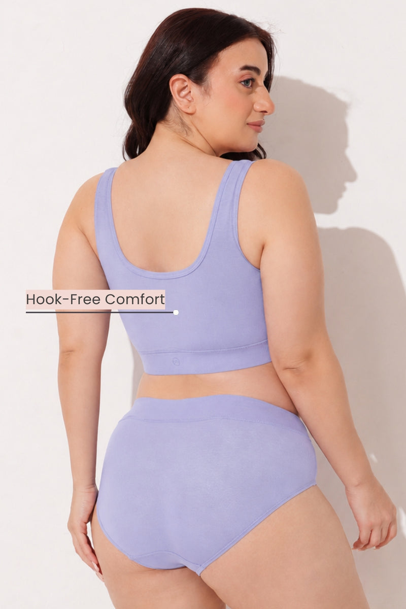 Ruched Tape-Button Nursing Bra - Mist