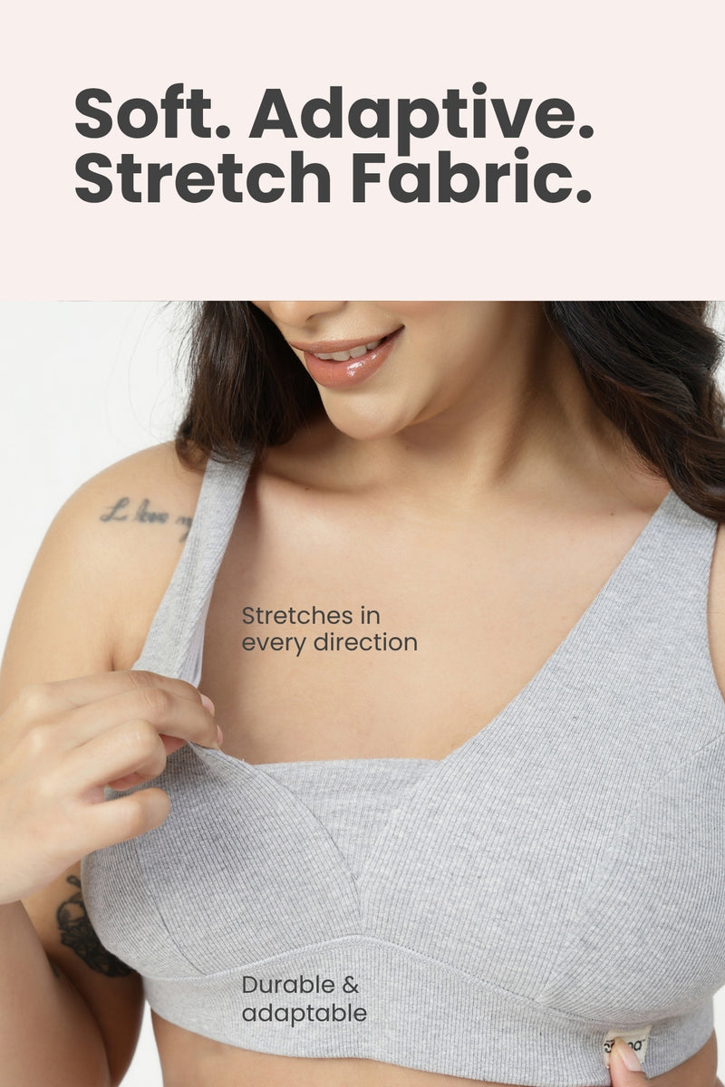 Natural Shape Fine Rib Bra - Grey Melange