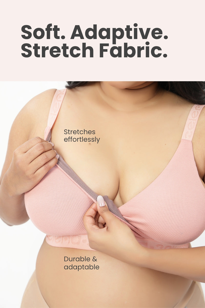 Zena Fine-Rib Bra - Rose Gold