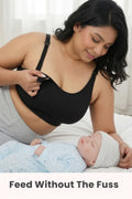 Riva Fine-Rib Cotton Feeding Bra - Black