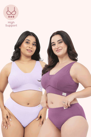 Sera Broad Rib-Bra Pack of 2 - (Lavender & Purple)