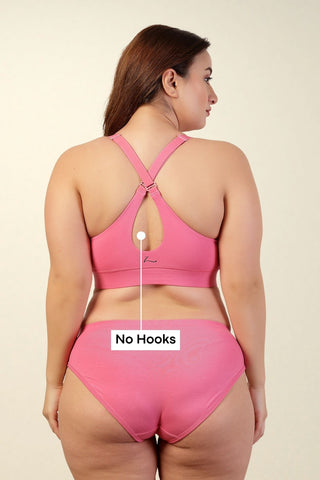 247 Extra Support Cotton Racerback Feeding Bra with Adjuster - Fuchsia