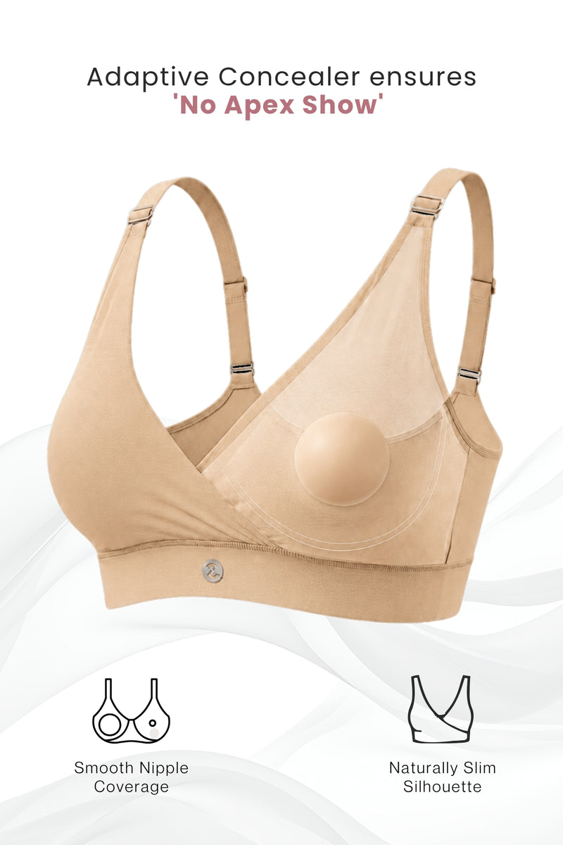 247 Extra Support Cotton Feeding Bra with Adjuster - Melange Beige