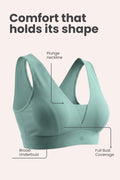 SecureFit Cotton Fixed-Pad Bra - Mint
