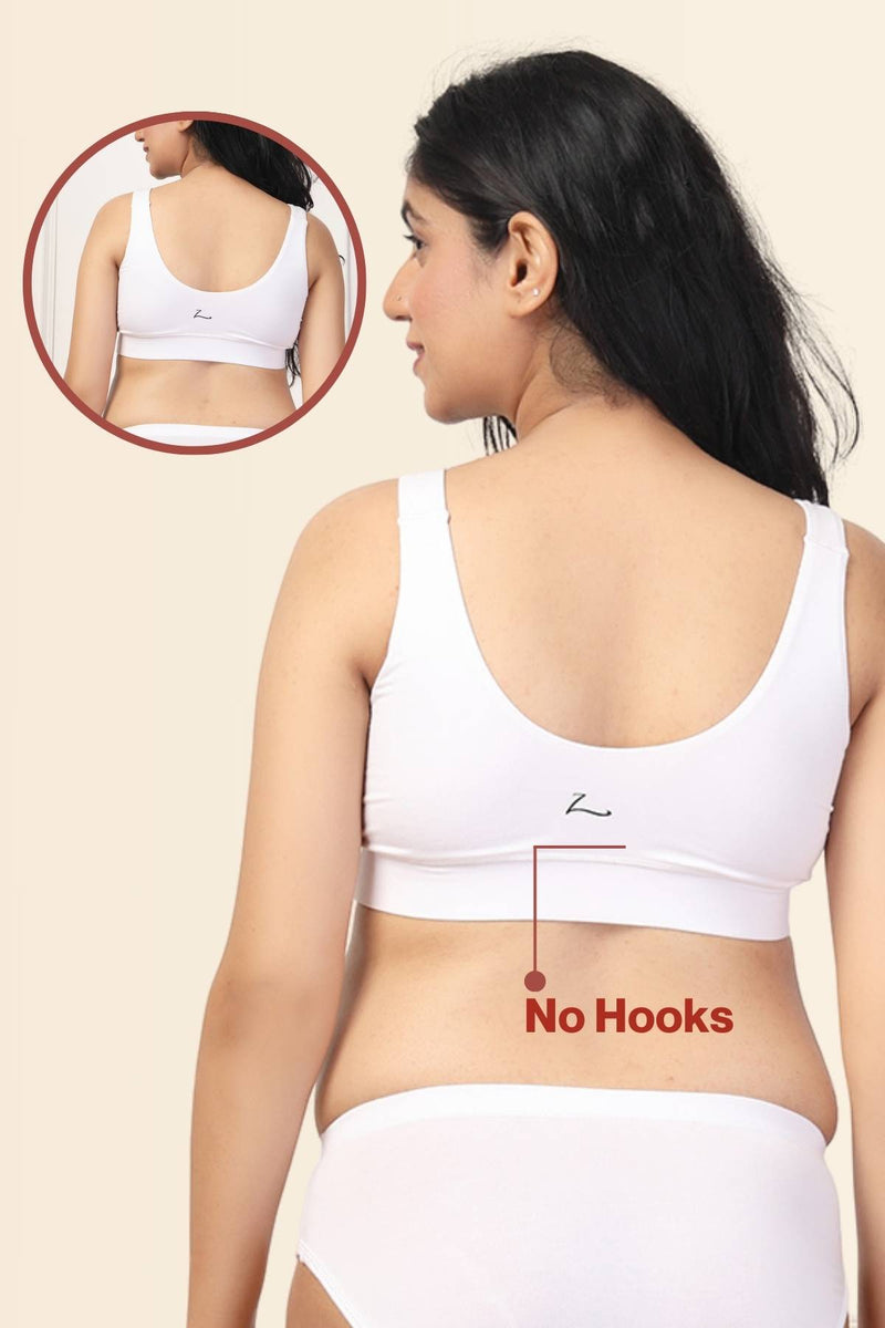 White Padded Bra: Fixed cups ensure smooth coverage and natural shape.
