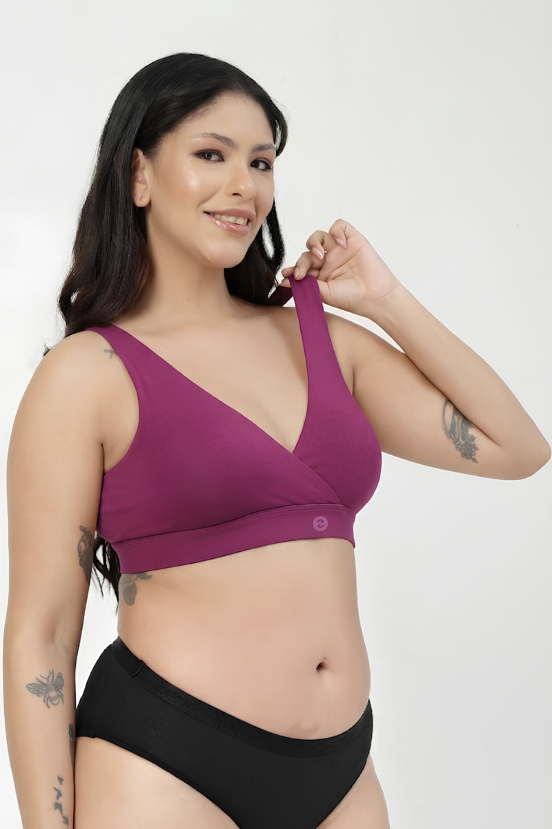 247 (Upgraded) Modal Padded Maternity Feeding Bra - Festival Fuchsia