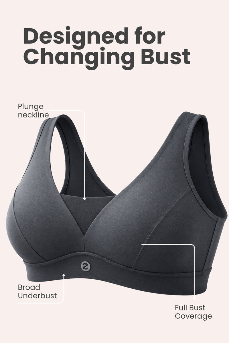 Fixed Padded Modal Maternity Bra with Support - Steel Grey