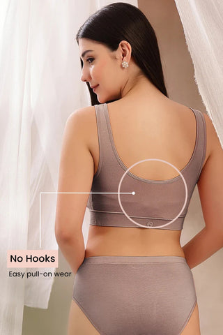 Ruched Modal Front-Open Bra - Woodrose