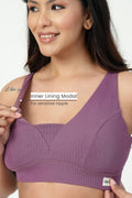 Natural Shape Wide Rib Bra - Purple