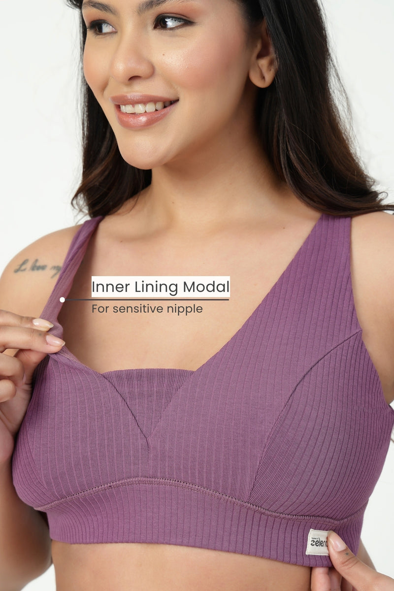 Natural Shape Wide Rib Bra - Purple