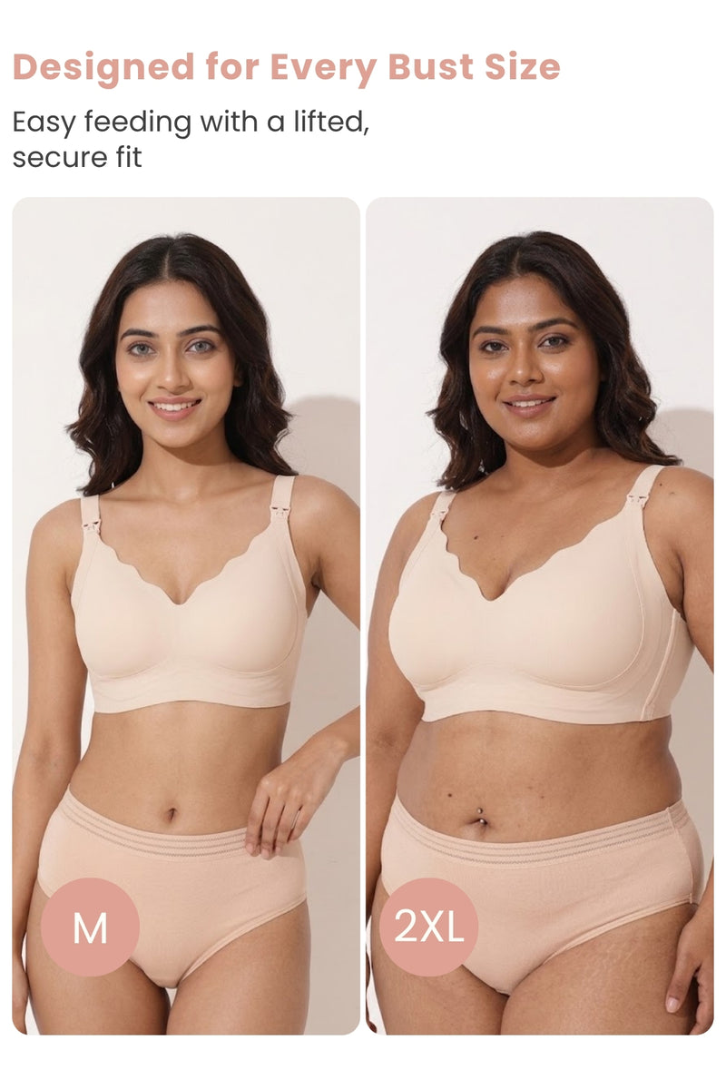 Sculpt & Lift Scallop Nursing Bra - Champagne